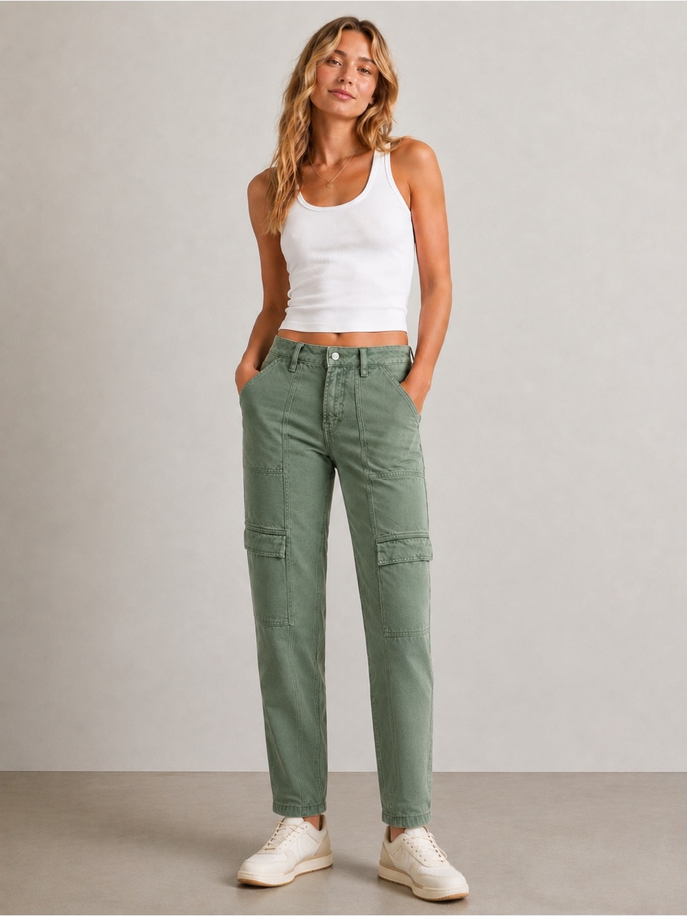 Altar’d State Green Utility Pants Women’s 26 High Rise Straight Leg Cargo Style